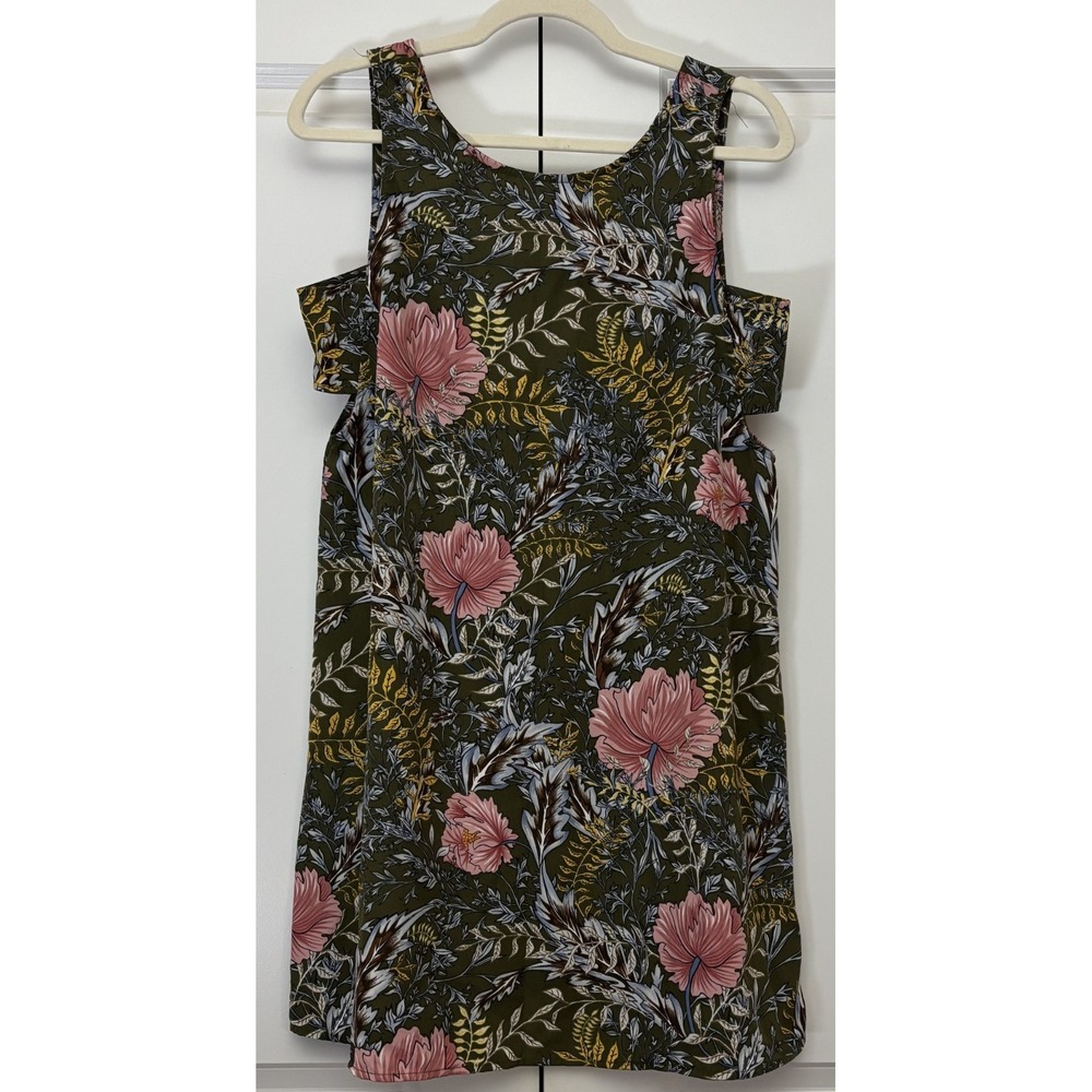 NWT West Kei Womens Mini Dress Green Cold Shoulder Botanical Floral Whimsical S